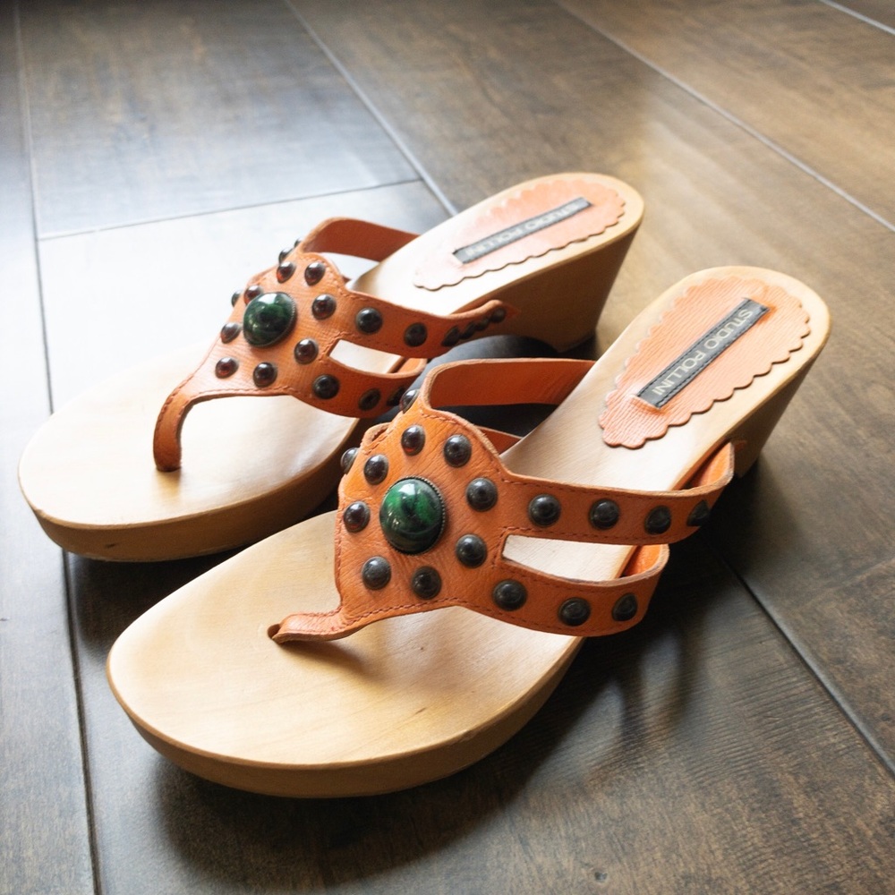 Studio Pollini Wood Soled Sandal Size 37